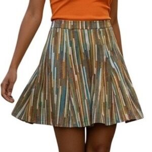 BEEBOP & WALLY‎ New York Retro Cotton Mini A-Line Geometric Stripe Skirt M
